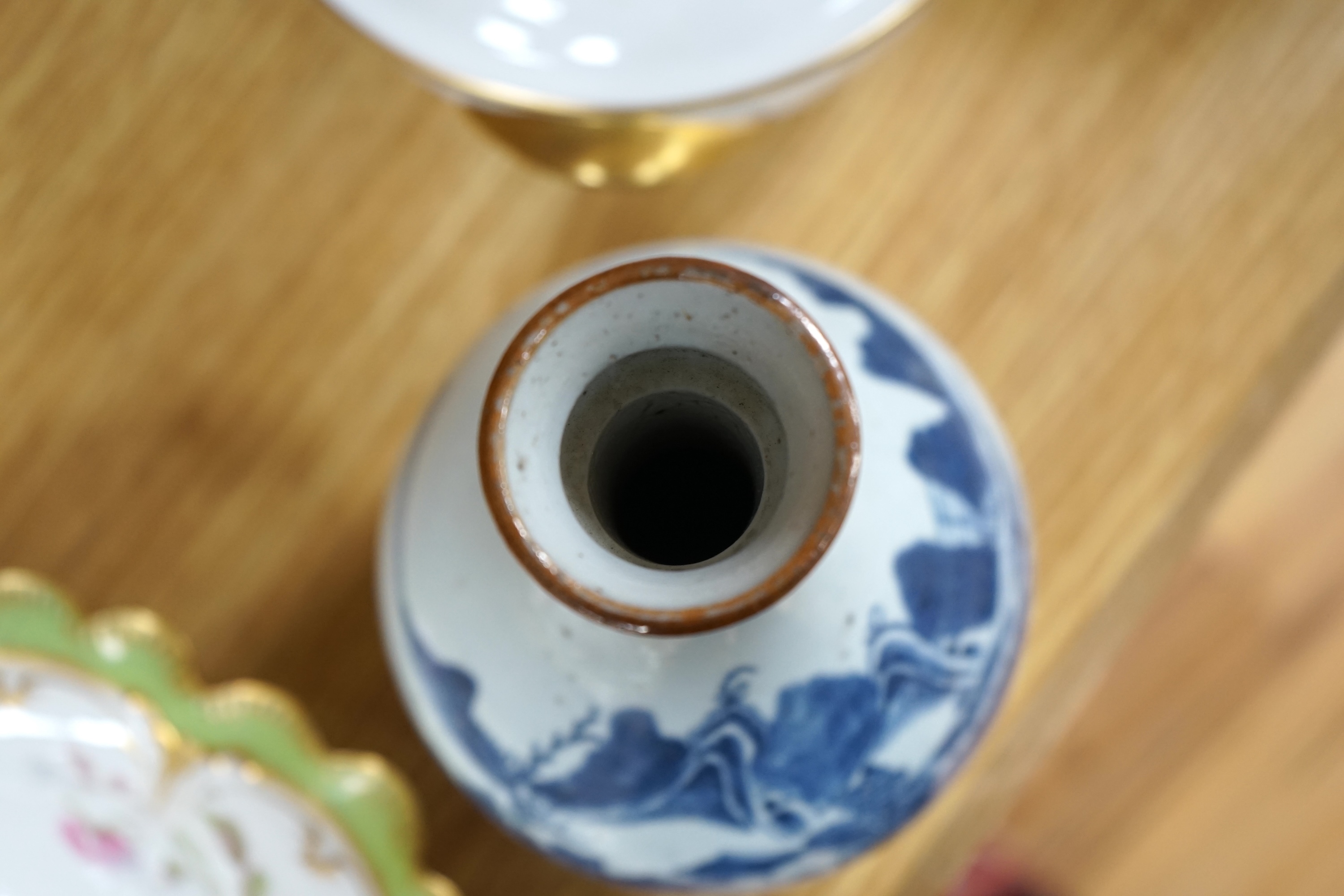 Two Chinese blue and white guglet bottles, 18th century, tallest 24cm high. Condition - good